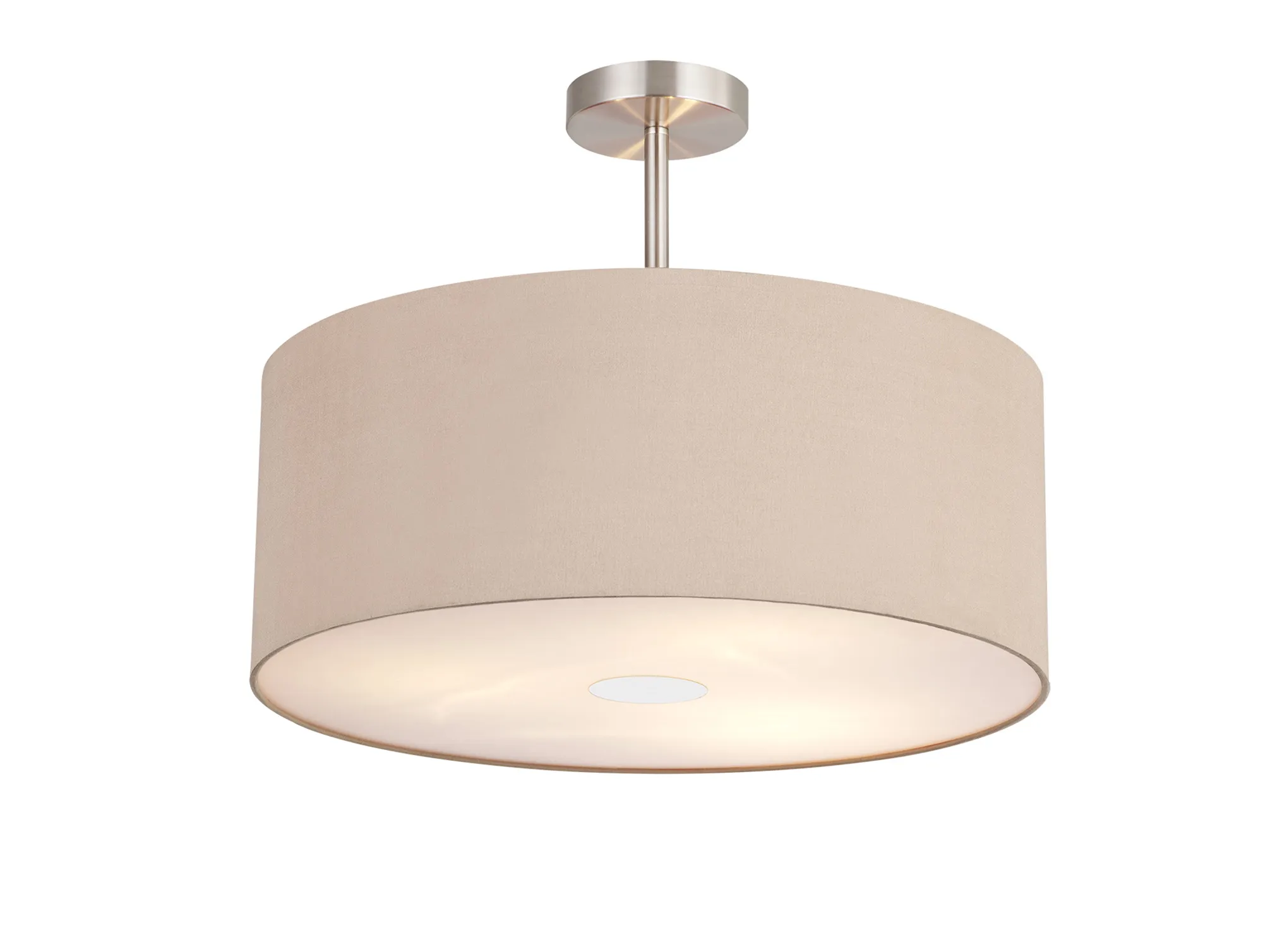 Baymont 50cm Semi Flush 3 Light Satin Nickel, Antique Gold/Ruby, Frosted Diffuser
